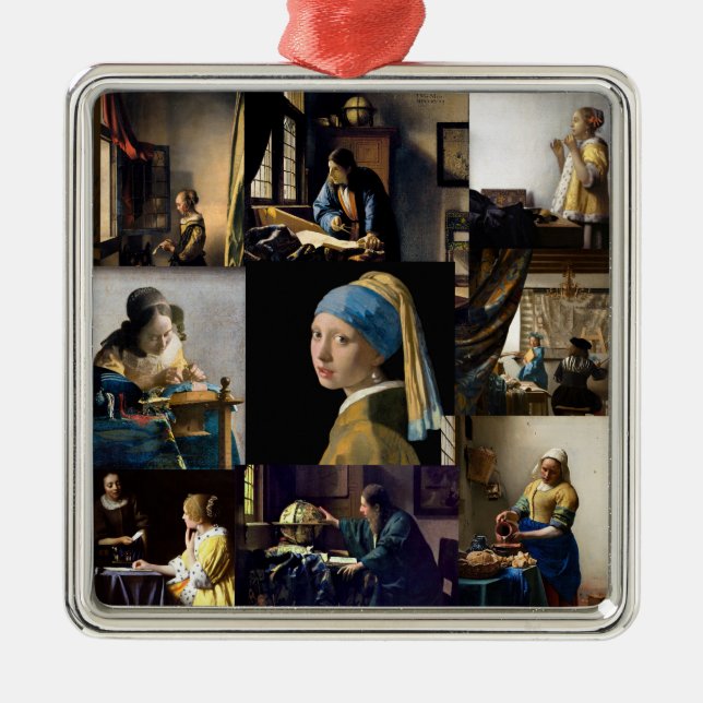 Johannes Vermeer - Masterpieces Patchwork Metal Ornament (Front)