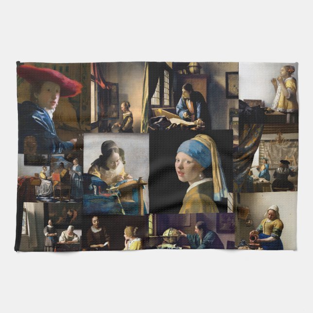 Johannes Vermeer - Masterpieces Patchwork Tea Towel (Horizontal)