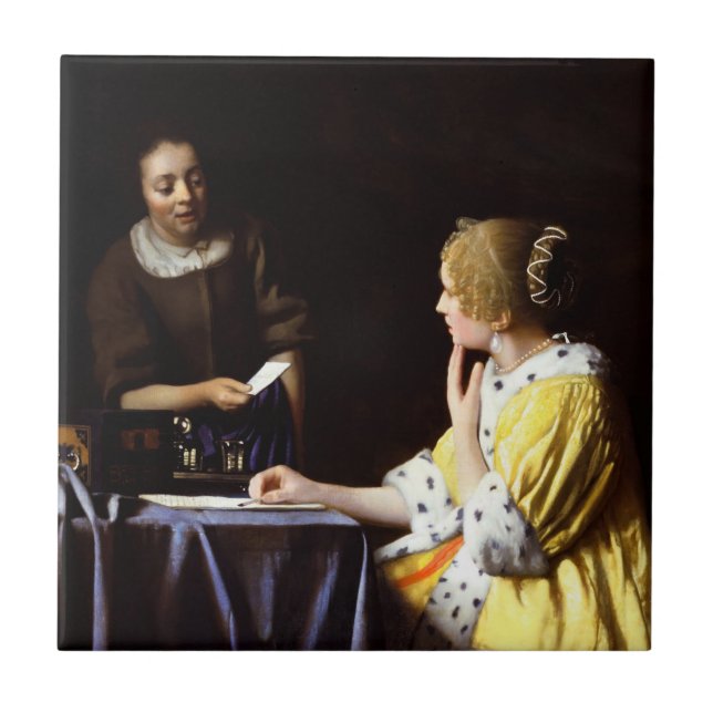 Johannes Vermeer - Mistress and Maid Ceramic Tile (Front)