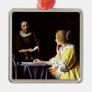 Johannes Vermeer - Mistress and Maid Metal Ornament