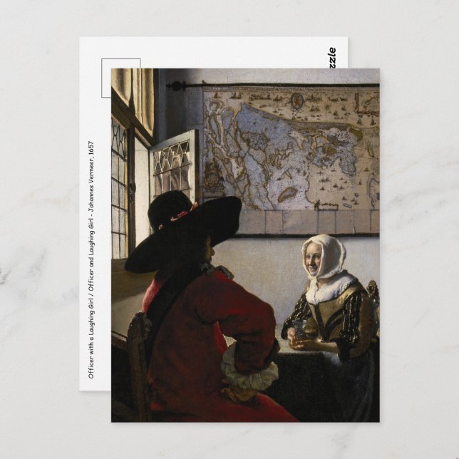 Johannes Vermeer - Officer with a Laughing Girl Postcard (Front/Back)