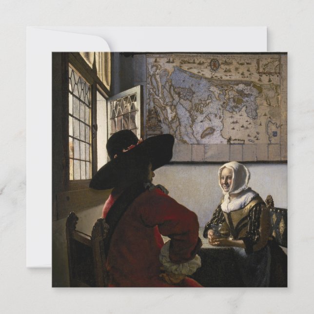 Johannes Vermeer - Officer with a Laughing Girl Thank You Card (Front)