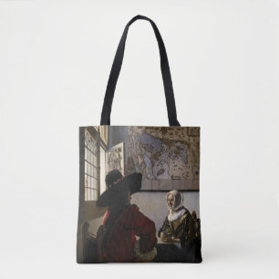 Johannes Vermeer - Officer with a Laughing Girl Tote Bag