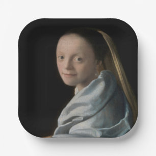 Johannes Vermeer - Study of a Young Woman Paper Plate
