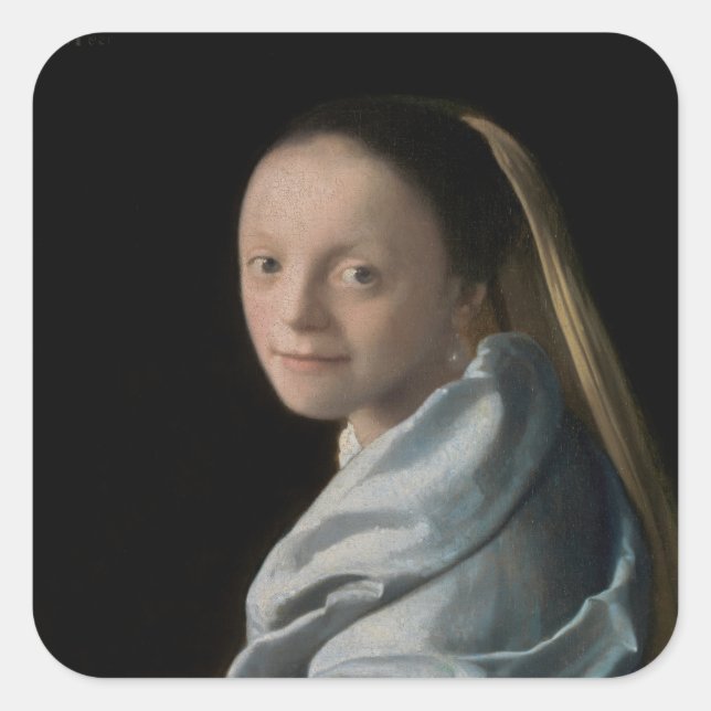 Johannes Vermeer - Study of a Young Woman Square Sticker (Front)