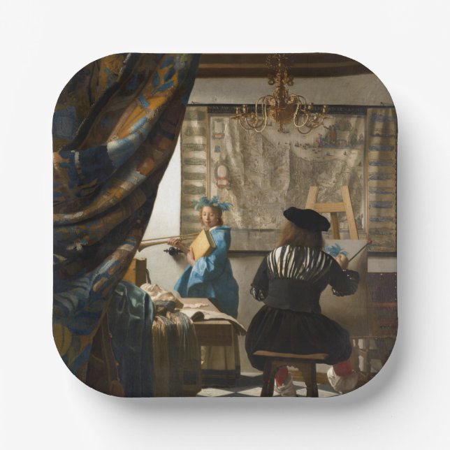 Johannes Vermeer - The Allegory of Painting Paper Plate (Front)