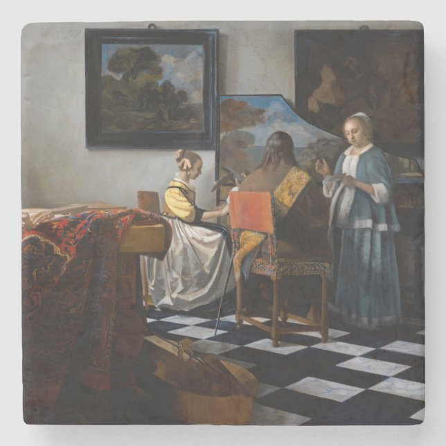 Johannes Vermeer - The Concert Stone Coaster (Front)