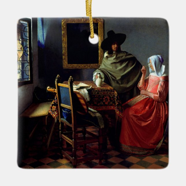 Johannes Vermeer - The Glass of Wine Ceramic Ornament (Front)