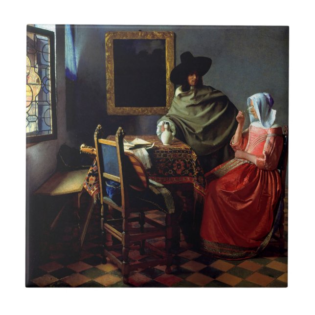 Johannes Vermeer - The Glass of Wine Ceramic Tile (Front)