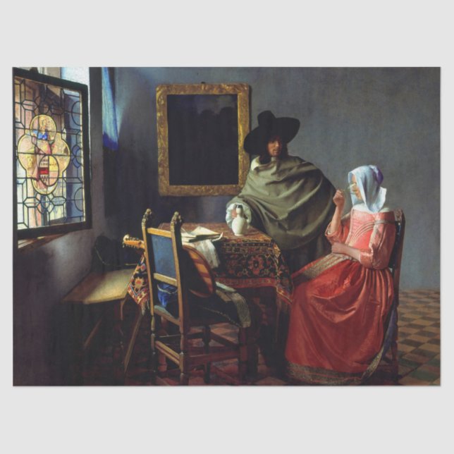 Johannes Vermeer - The Glass of Wine Tissue Paper (Front)