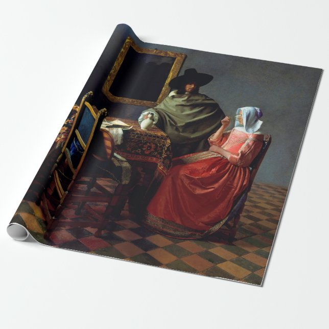 Johannes Vermeer - The Glass of Wine Wrapping Paper (Unrolled)