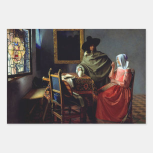 Johannes Vermeer - The Glass of Wine Wrapping Paper Sheet