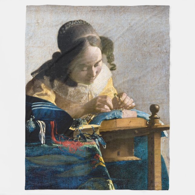 Johannes Vermeer - The Lacemaker Fleece Blanket (Front)