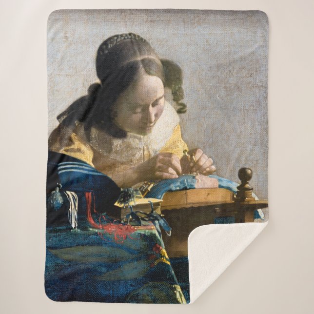 Johannes Vermeer - The Lacemaker Sherpa Blanket (Front)