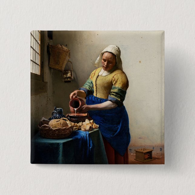Johannes Vermeer - The Milkmaid 15 Cm Square Badge (Front)