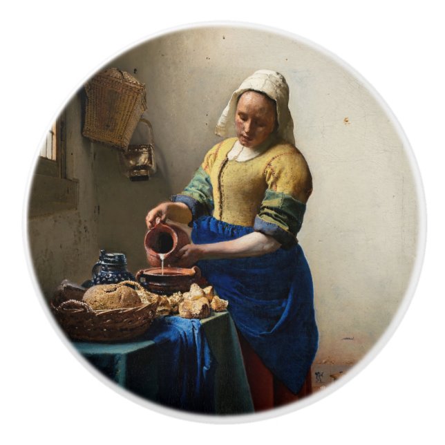 Johannes Vermeer - The Milkmaid Ceramic Knob (Front)