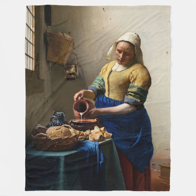Johannes Vermeer - The Milkmaid Fleece Blanket (Front)