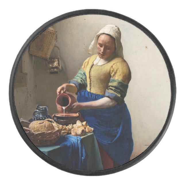 Johannes Vermeer - The Milkmaid Hockey Puck (Front)