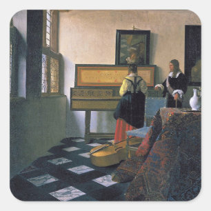 Johannes Vermeer - The Music Lesson Square Sticker