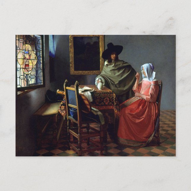 Johannes Vermeer The Wine Glass Postcard (Front)