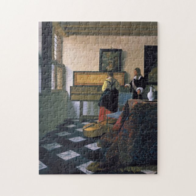 Johannes Vermeer, van Delft, The Music Lesson Jigsaw Puzzle (Vertical)