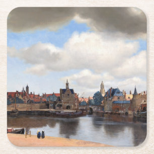 Johannes Vermeer - View of Delft Square Paper Coaster