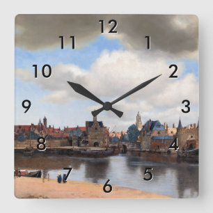 Johannes Vermeer - View of Delft Square Wall Clock