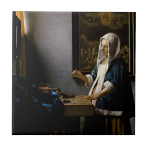 Johannes Vermeer - Woman Holding a Balance Ceramic Tile