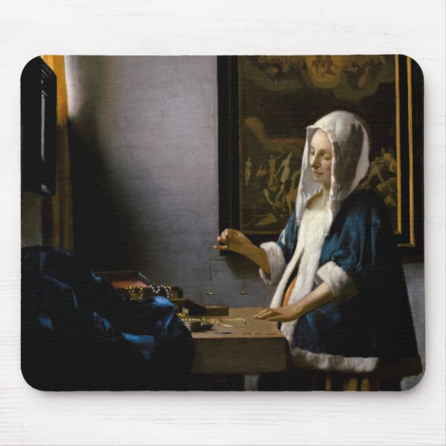 Johannes Vermeer - Woman Holding a Balance Mouse Pad (Front)