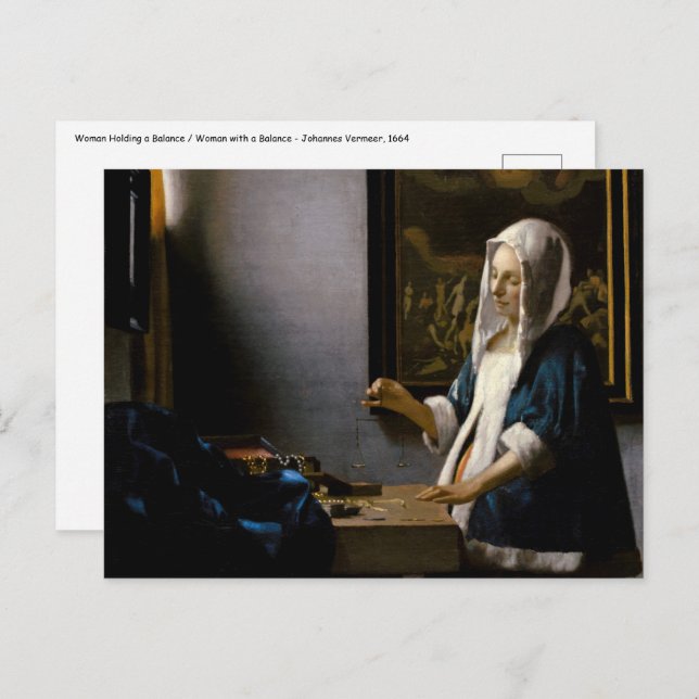Johannes Vermeer - Woman Holding a Balance Postcard (Front/Back)