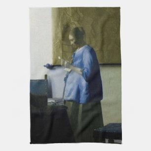 Johannes Vermeer - Woman in Blue Reading a Letter Tea Towel