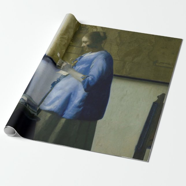 Johannes Vermeer - Woman in Blue Reading a Letter Wrapping Paper (Unrolled)