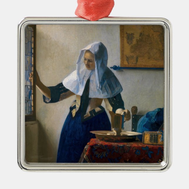 Johannes Vermeer - Woman with a Water Pitcher Metal Ornament (Front)