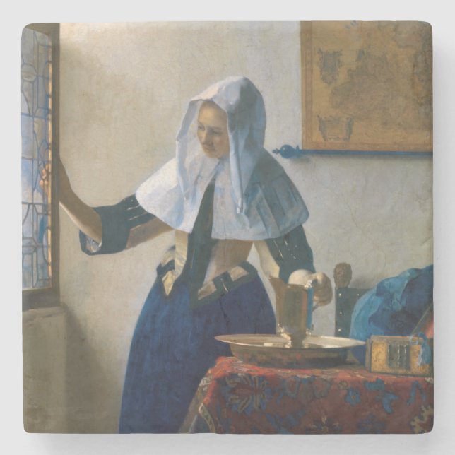 Johannes Vermeer - Woman with a Water Pitcher Stone Coaster (Front)