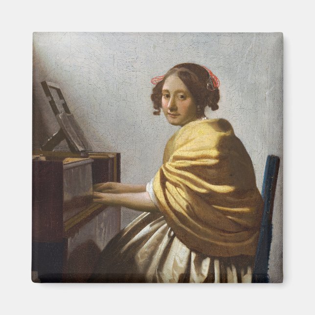 Johannes Vermeer - Young Woman Seated at Virginal Magnet (Front)
