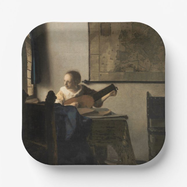 Johannes Vermeer - Young Woman with a Lute Paper Plate (Front)