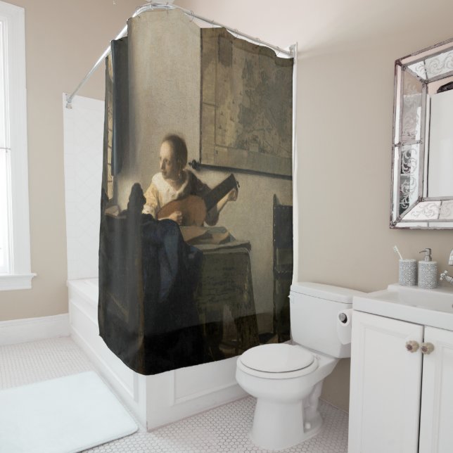 Johannes Vermeer - Young Woman with a Lute Shower Curtain (In Situ)