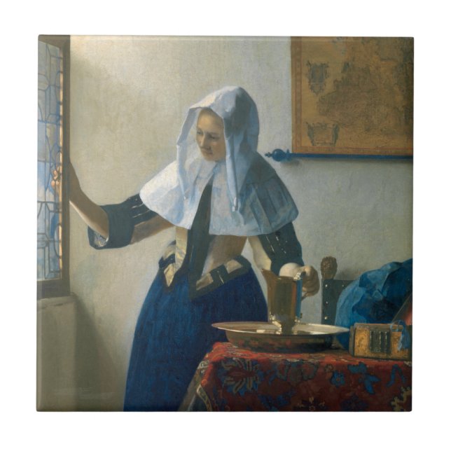 Johannes Vermeer Young Woman with a Water Pitcher Ceramic Tile (Front)