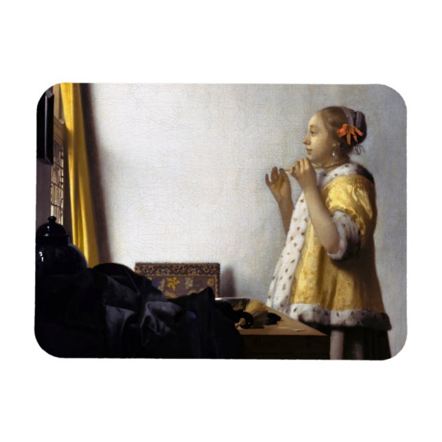 Johannes Vermeer - Young Woman with Pearl Necklace Magnet (Horizontal)