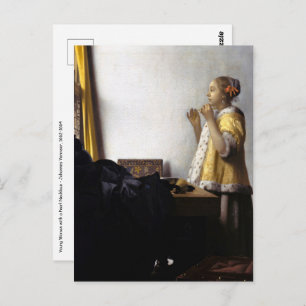 Johannes Vermeer - Young Woman with Pearl Necklace Postcard