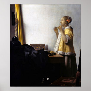 Johannes Vermeer - Young Woman with Pearl Necklace Poster