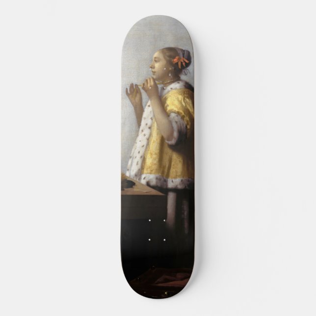 Johannes Vermeer - Young Woman with Pearl Necklace Skateboard (Front)