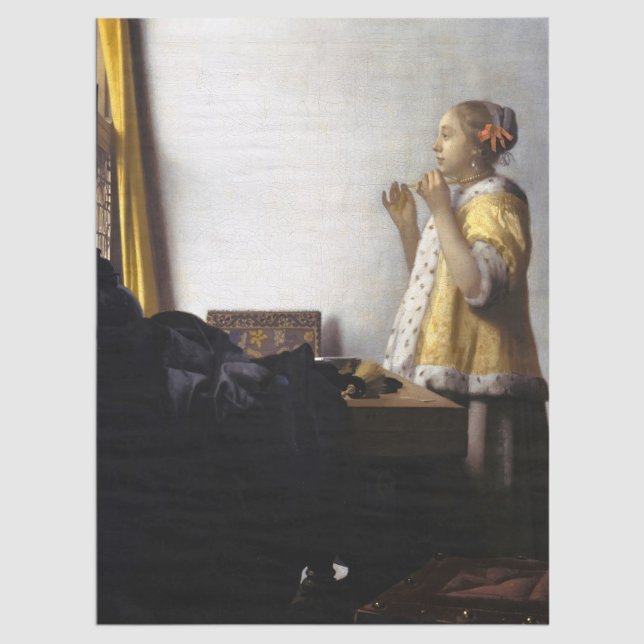 Johannes Vermeer - Young Woman with Pearl Necklace Tissue Paper (Creator Uploaded)