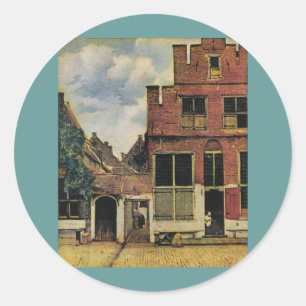 Johannes Vermeer's Street in Delft (circa 1660) Classic Round Sticker