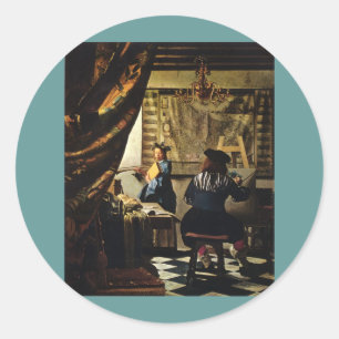 Johannes Vermeer's The Art of Painting circa 1668 Classic Round Sticker