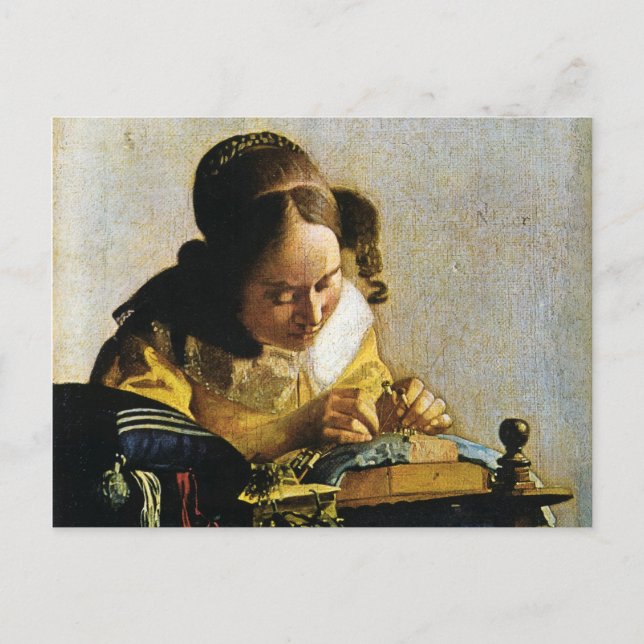 Johannes Vermeer's The Lacemaker (circa 1670) Postcard (Front)