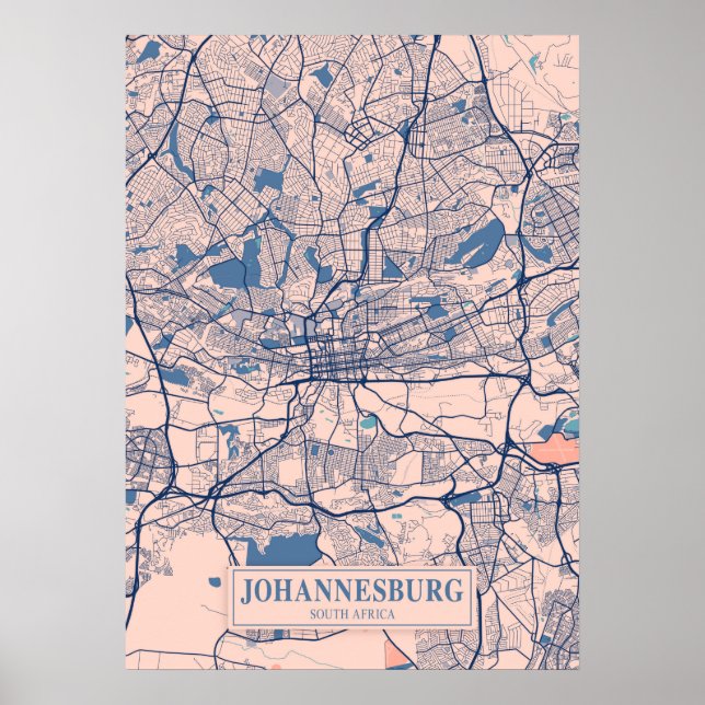 Johannesburg - South Africa Breezy City Map  Poster (Front)