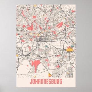 Johannesburg - South Africa Chalk City Map Poster