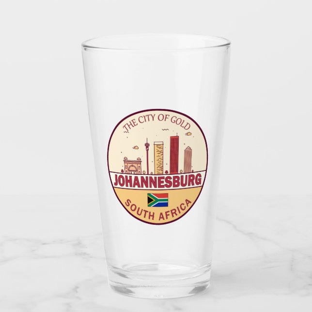Johannesburg South Africa City Skyline Emblem Glass (Front)