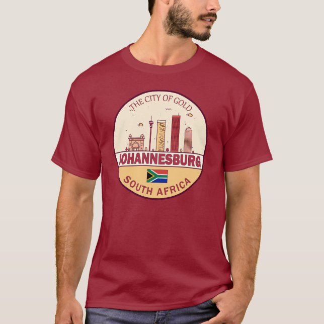 Johannesburg South Africa City Skyline Emblem T-Shirt (Front)